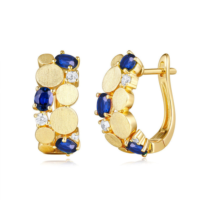 Yellow Gold Diamond & Sapphire Earring