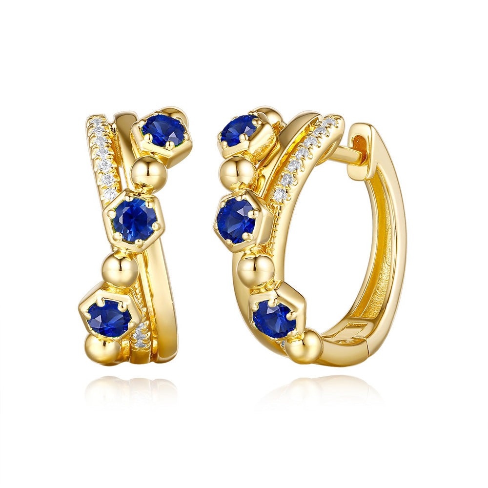 Yellow Gold Diamond & Sapphire Earring