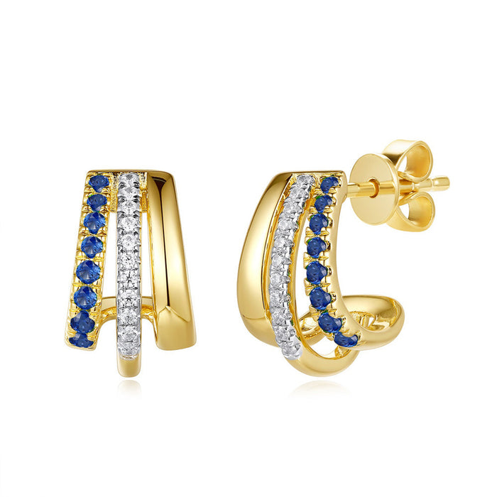 Yellow Gold Diamond & Sapphire Earring