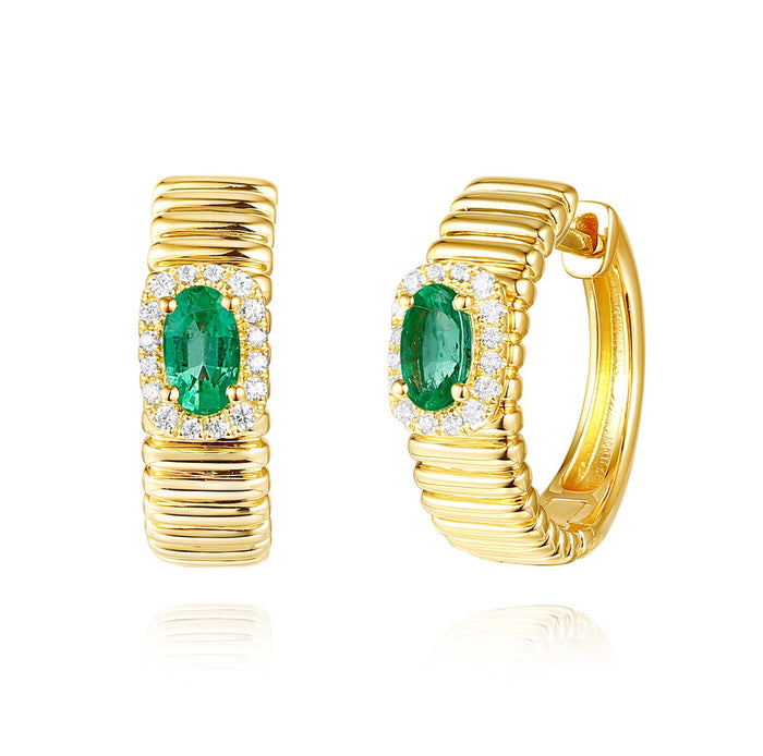 Yellow Gold Diamond & Emerald Earring