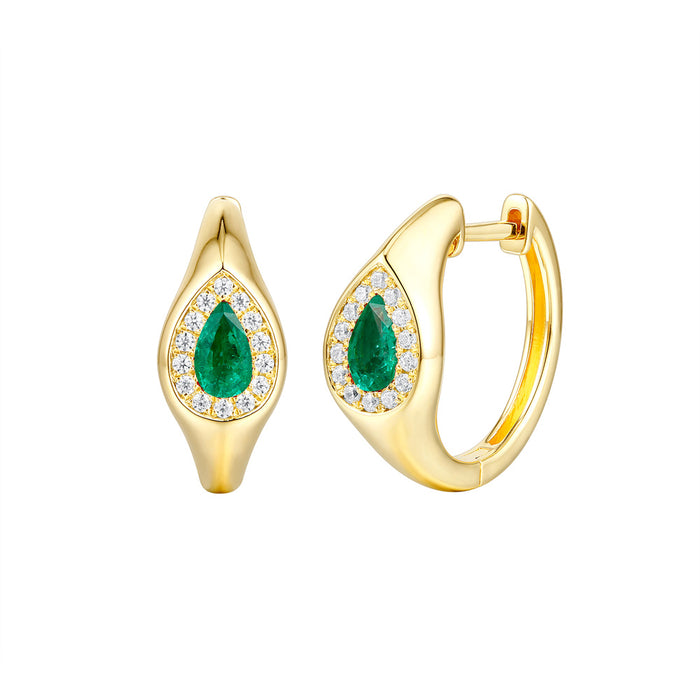 Yellow Gold Diamond & Emerald  Earring