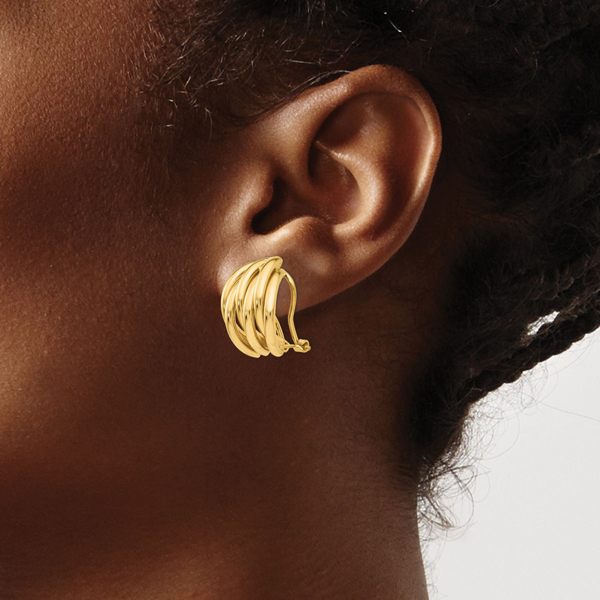14k Polished Fancy Omega Back Post Earrings-E833