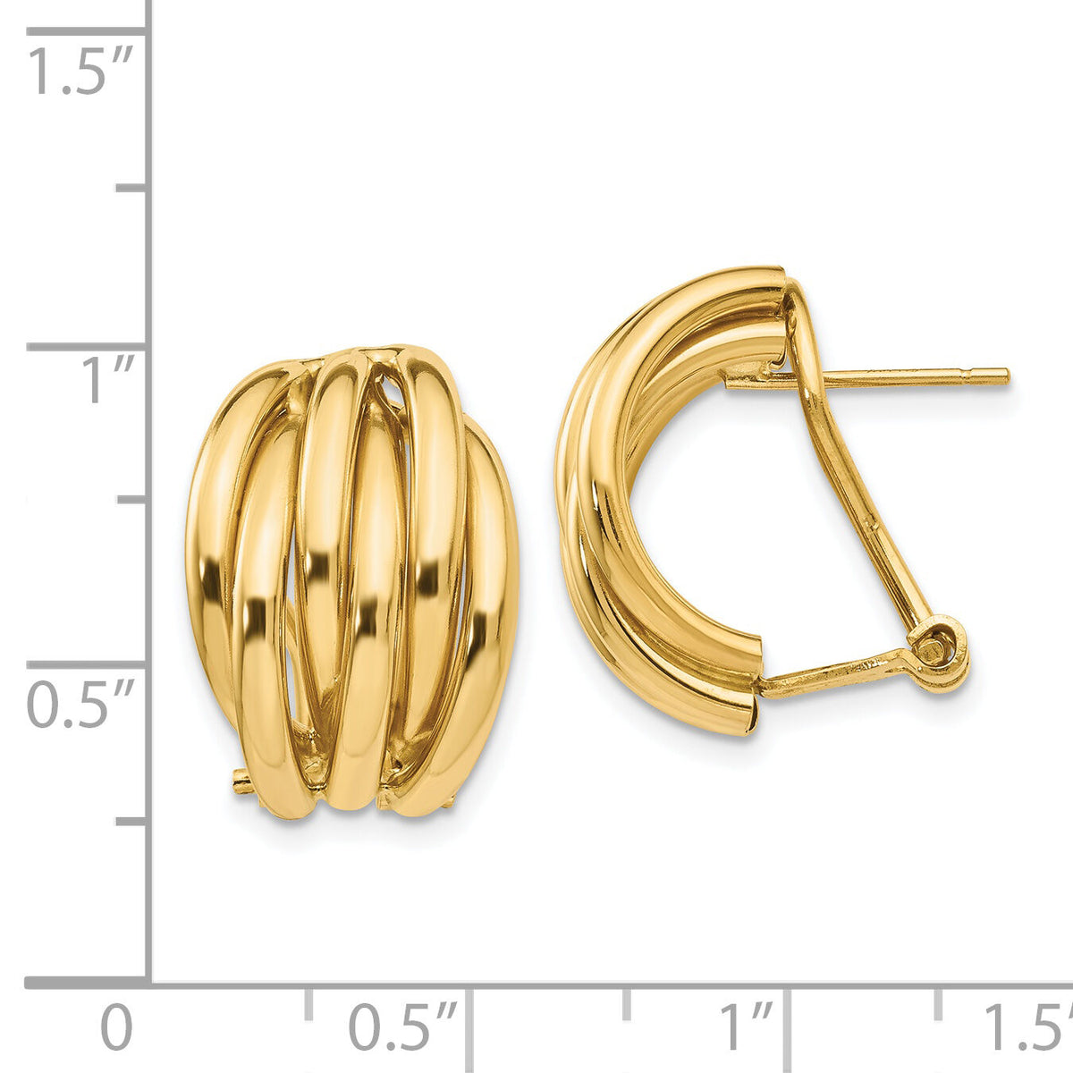 14k Polished Fancy Omega Back Post Earrings-E833