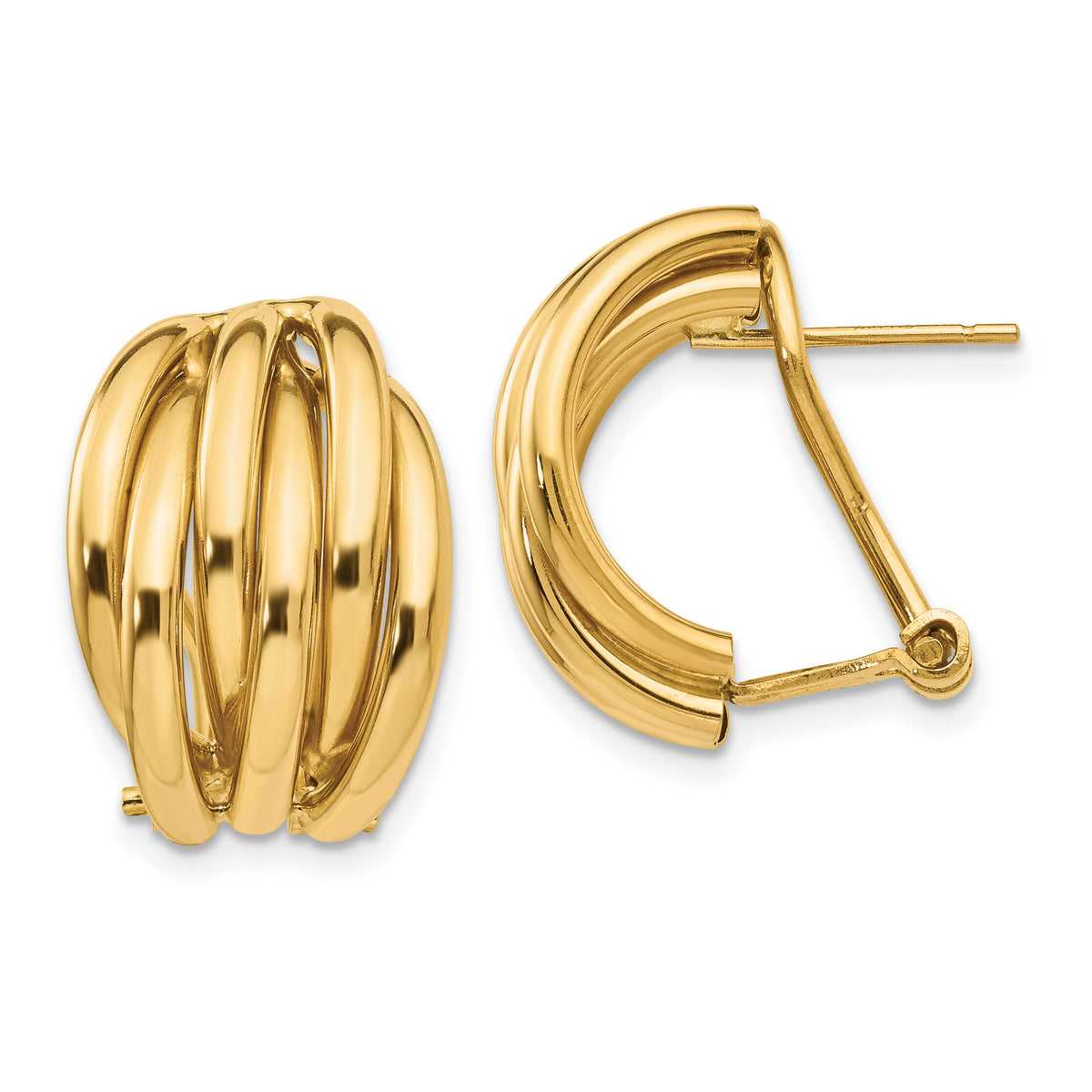 14k Polished Fancy Omega Back Post Earrings-E833