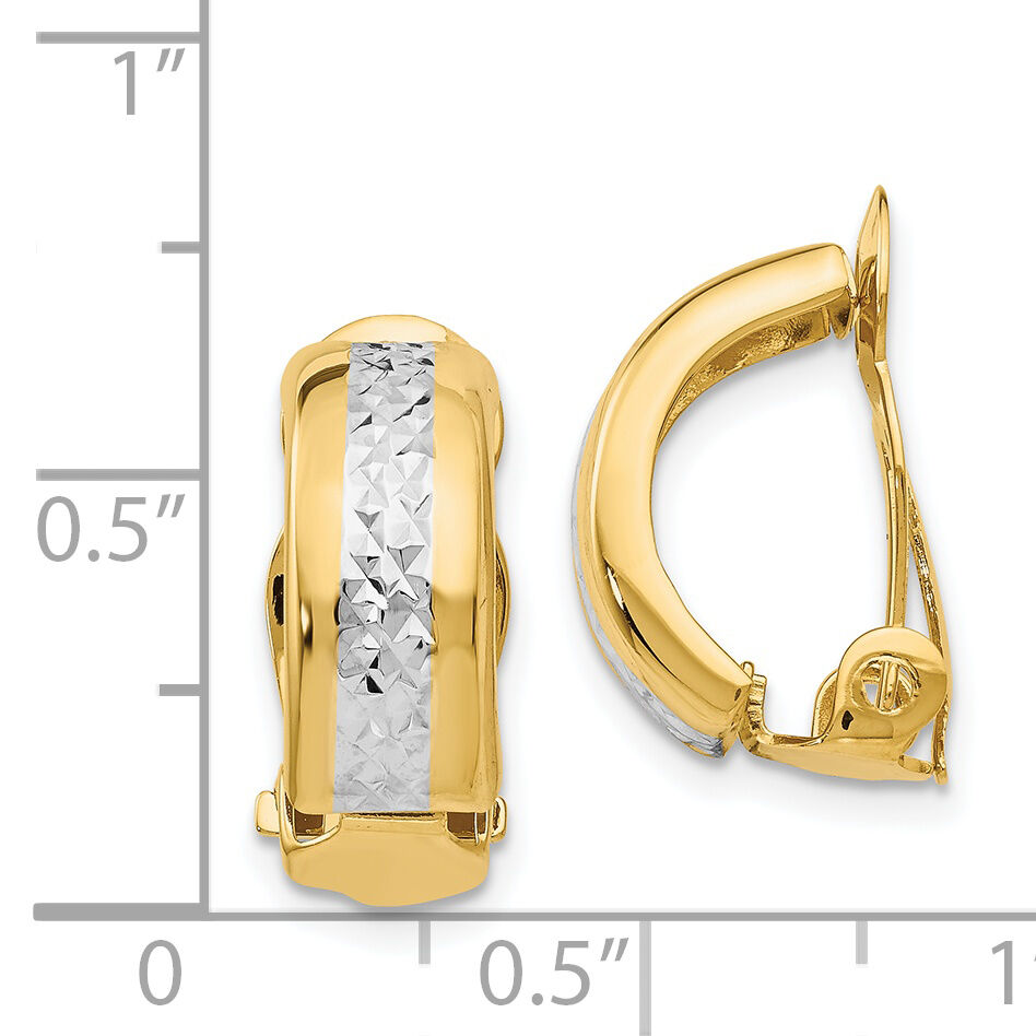 14k w/ White Rhodium Polished & D/C Non-pierced Earrings-E845