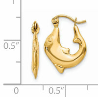 14k Polished Dolphin Hoop Earrings-E870