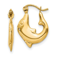 14k Polished Dolphin Hoop Earrings-E870