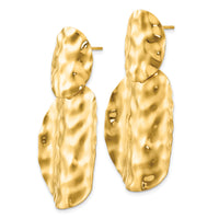 14k Polished Hammered Dangle Earrings-E877