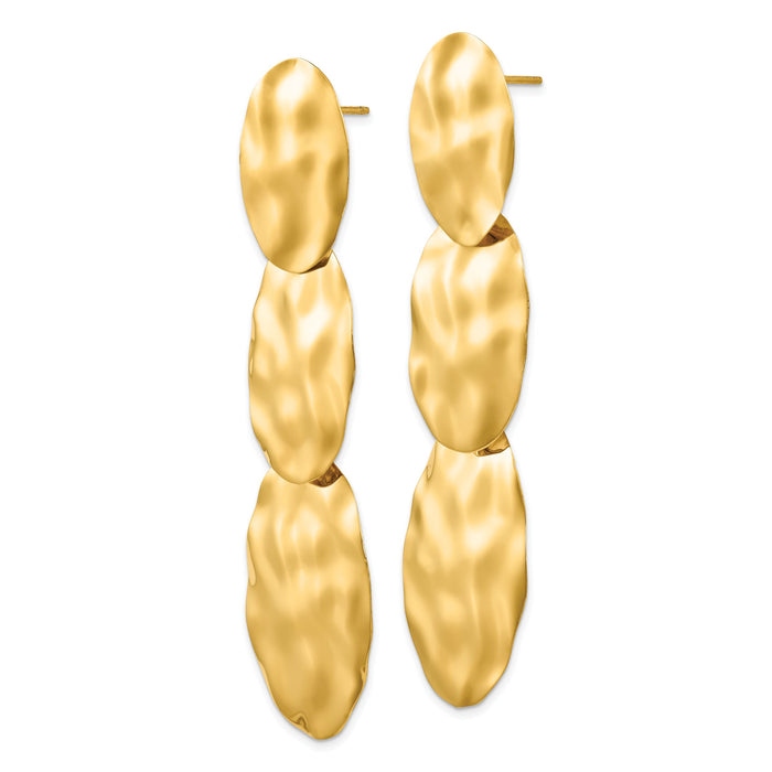 14k Polished Hammered Dangle Earrings-E879