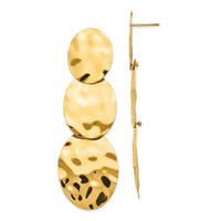 14k Polished Hammered Dangle Earrings-E879