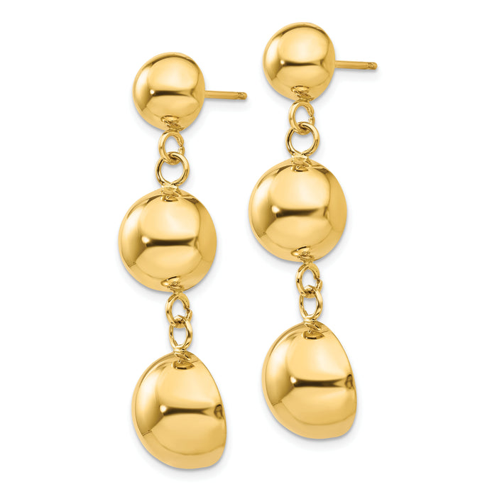 14k Polished Half Ball Dangle Earrings-E883