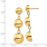 14k Polished Half Ball Dangle Earrings-E883
