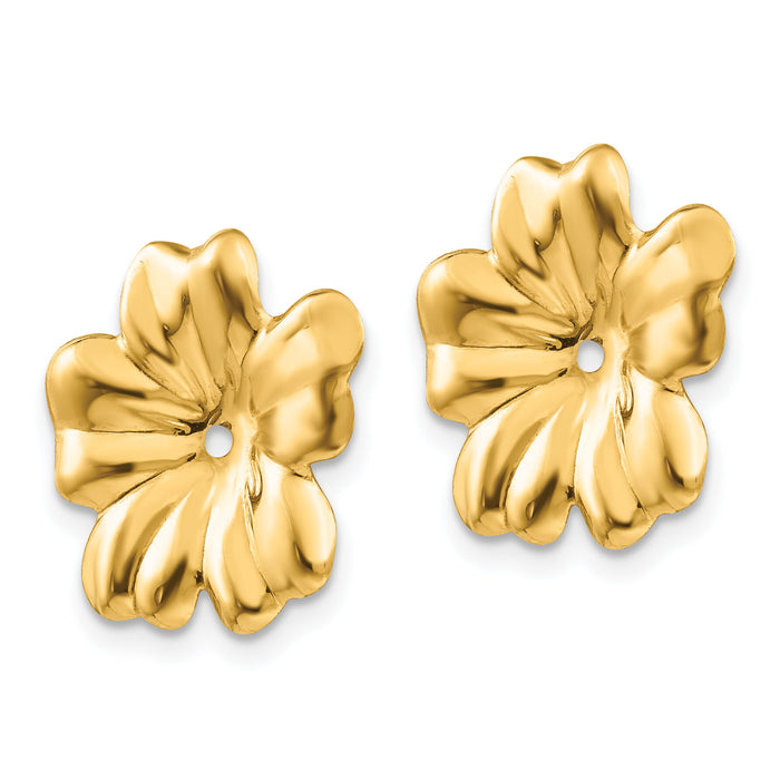 14k Polished Floral Earring Jackets-E893J