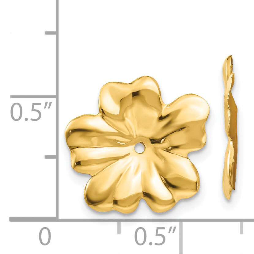 14k Polished Floral Earring Jackets-E893J
