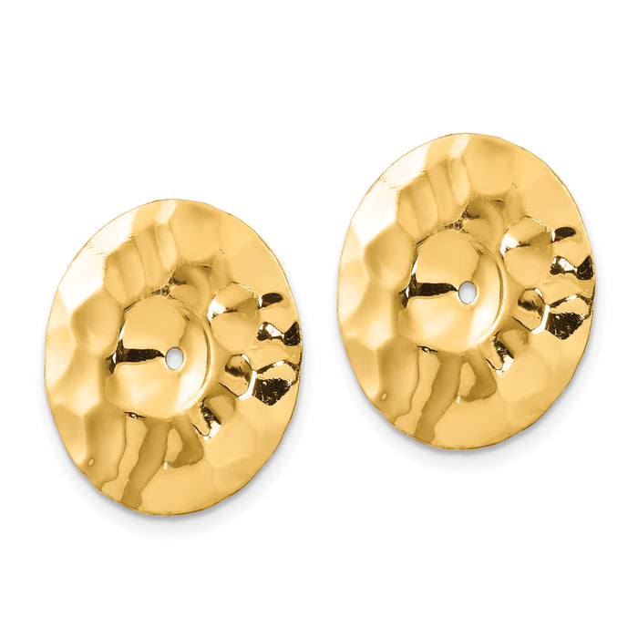 14k Polished Hammered Disc Earring Jackets-E896J