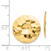 14k Polished Hammered Disc Earring Jackets-E896J
