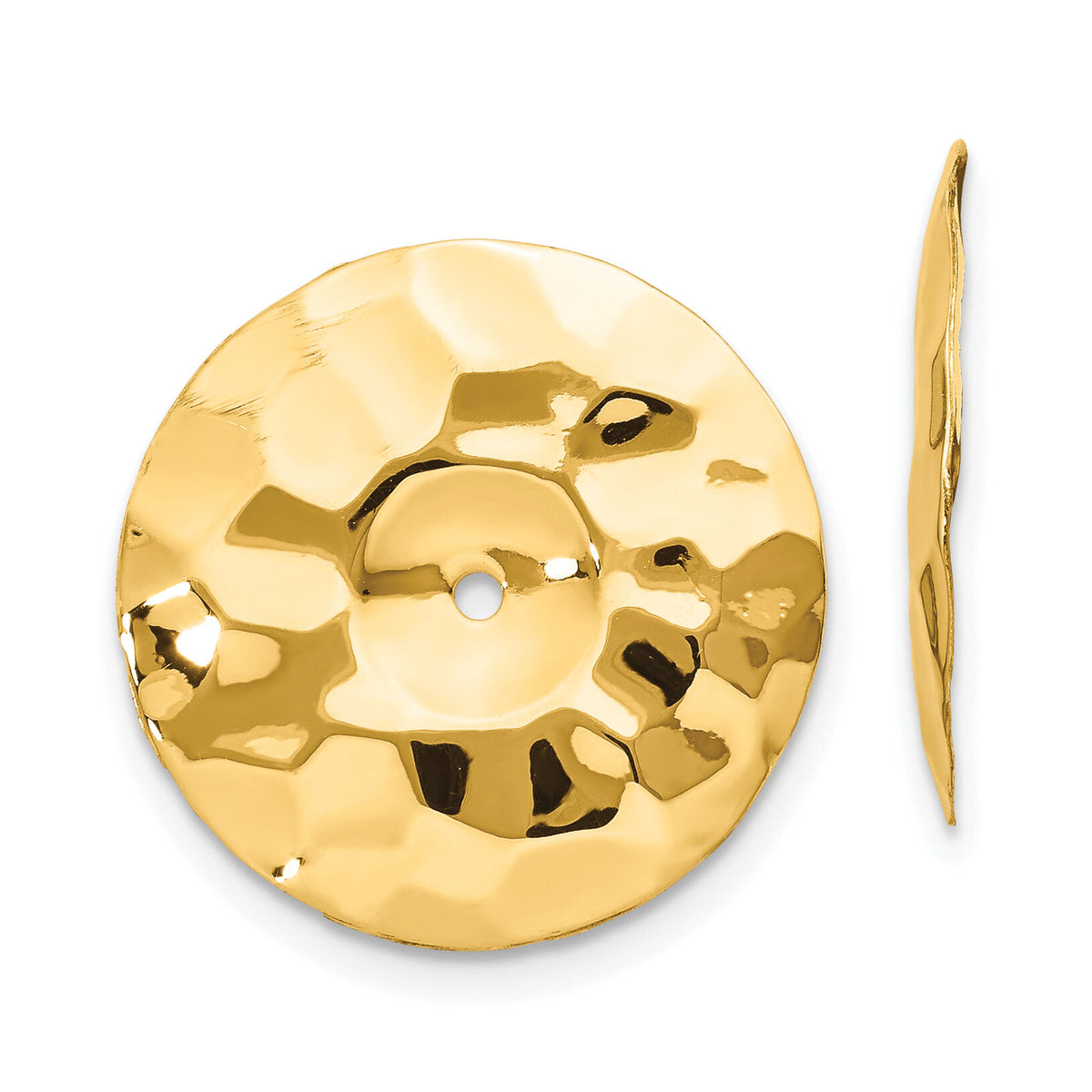 14k Polished Hammered Disc Earring Jackets-E896J