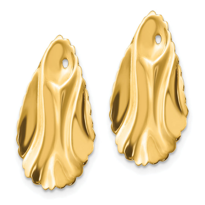 14k Polished Hammered Oval Earring Jackets-E899J