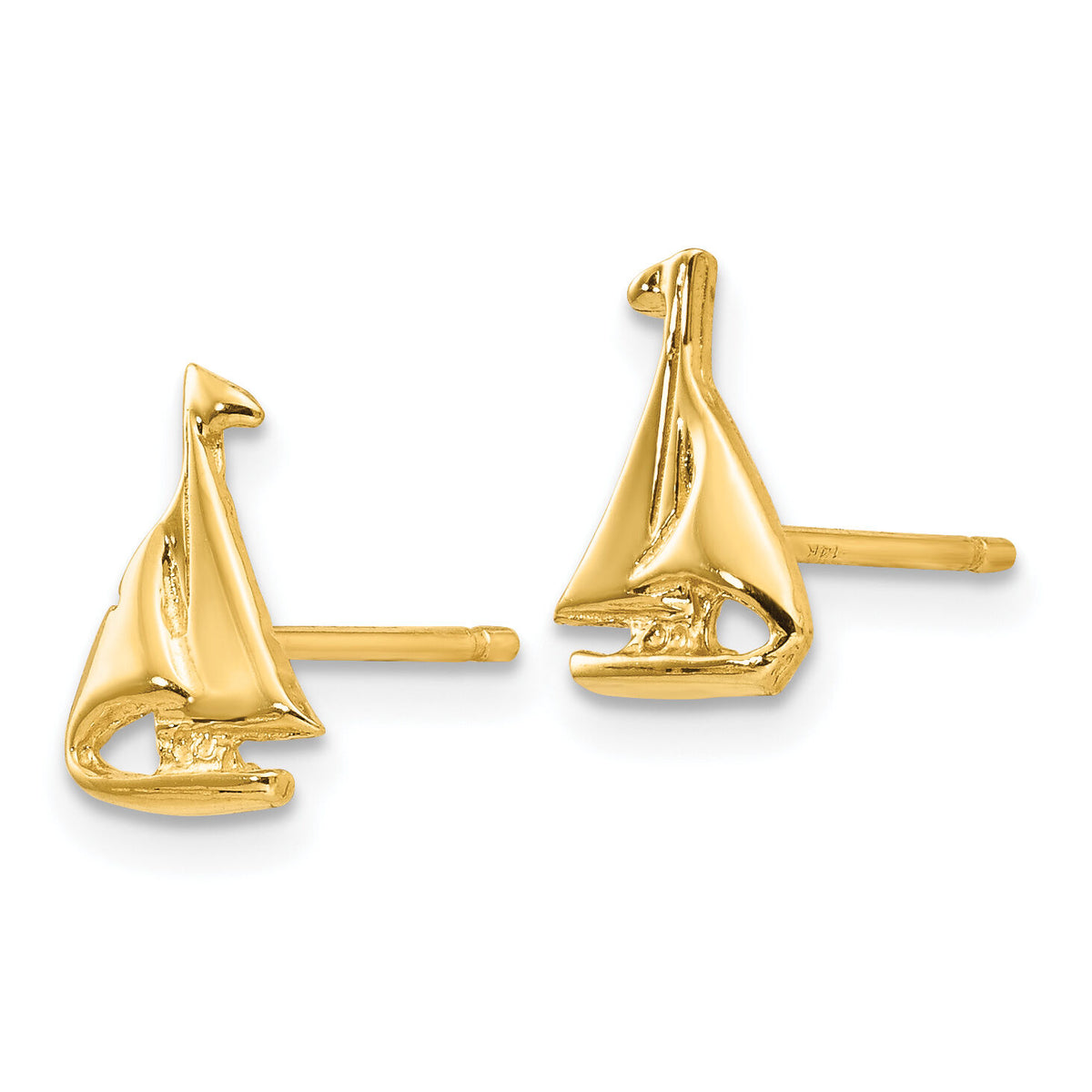 14k Sail Boat Earrings-E905
