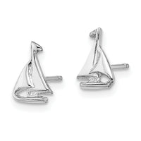 14K White Gold Mini Sailboat Post Earrings-E905W