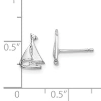 14K White Gold Mini Sailboat Post Earrings-E905W