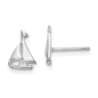 14K White Gold Mini Sailboat Post Earrings-E905W