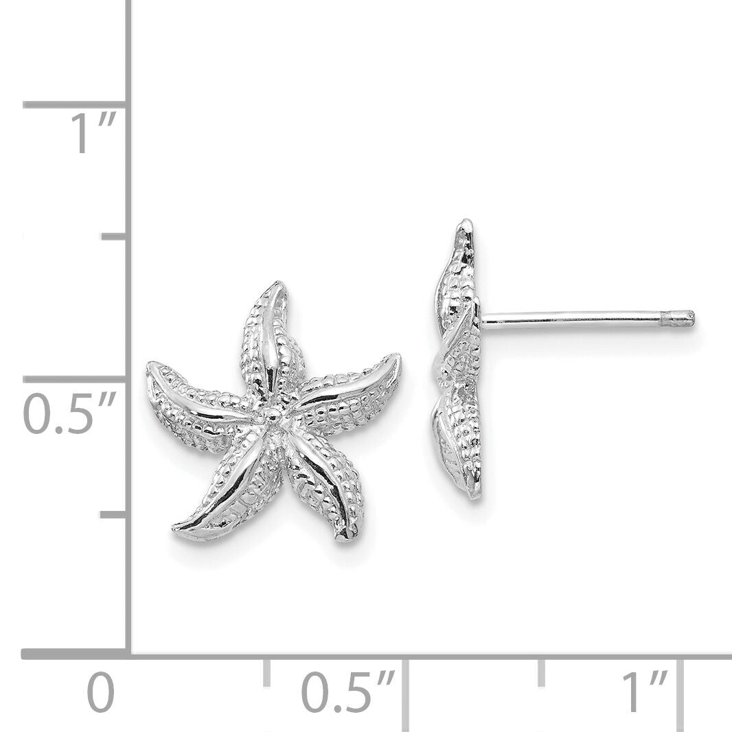 14k White Gold  Starfish Earrings-E908W