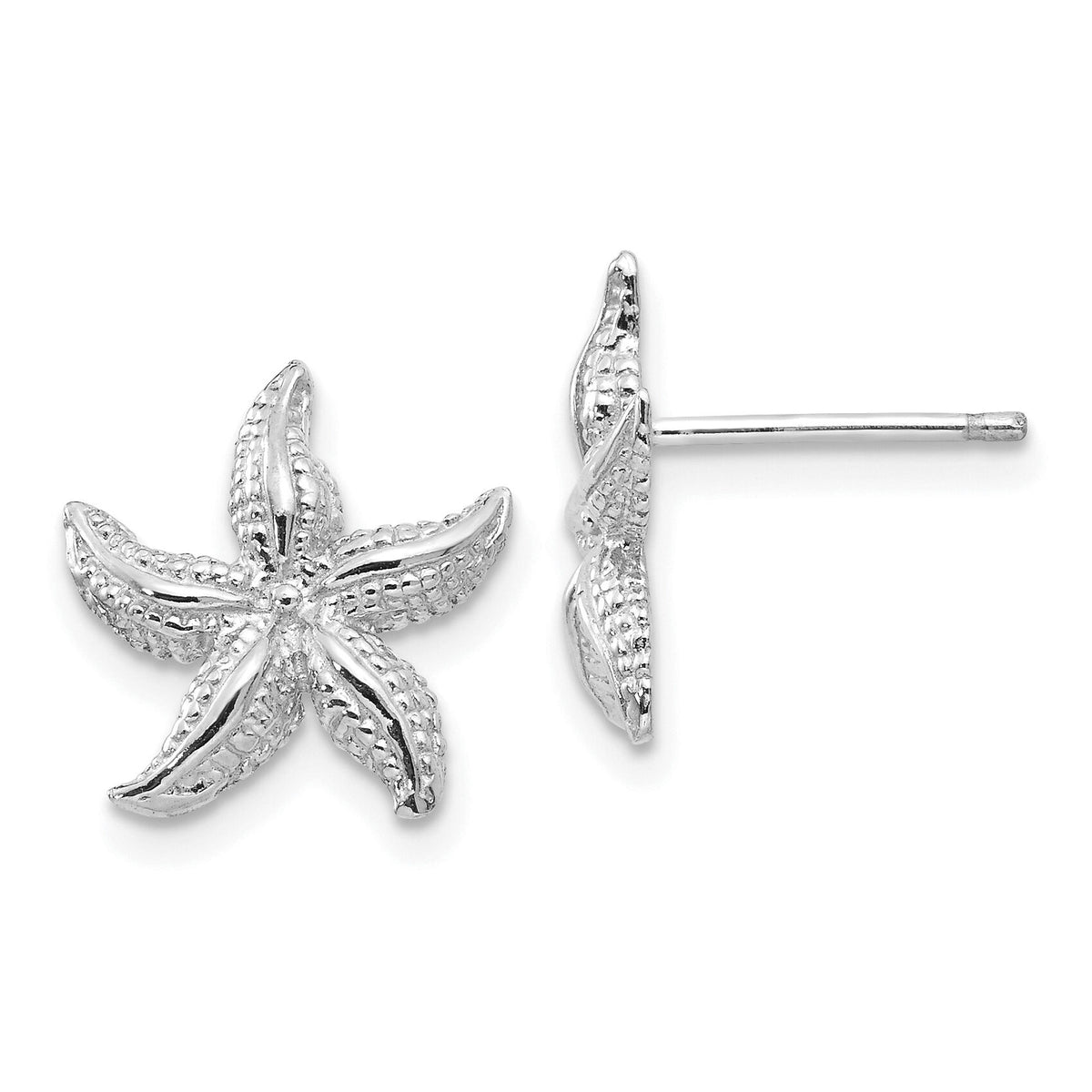 14k White Gold  Starfish Earrings-E908W