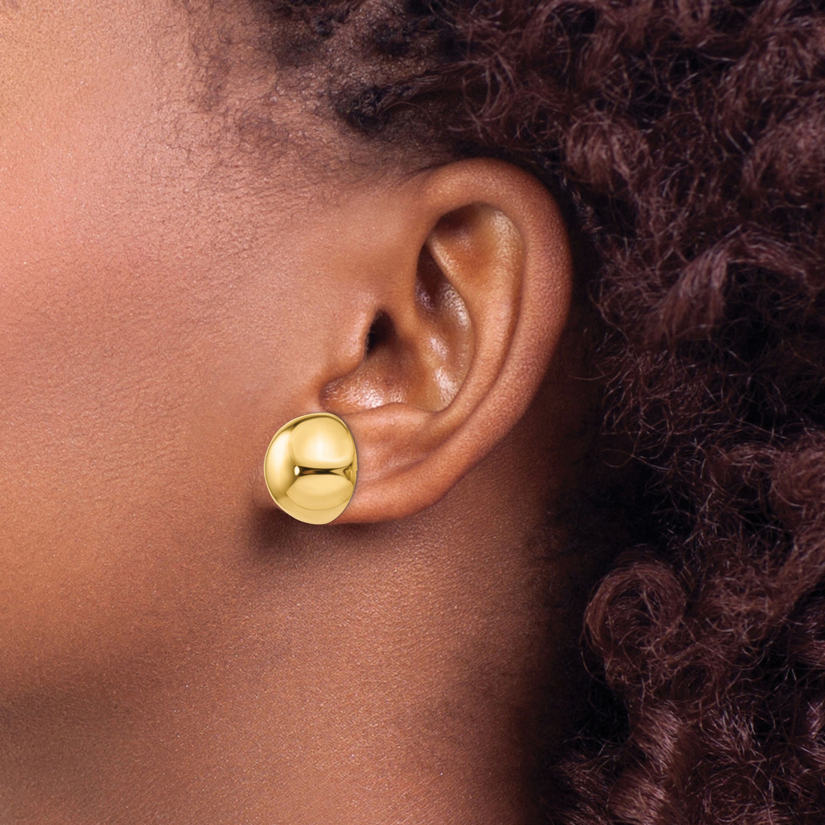 14k Polished 16mm Half Ball Post Earrings-E925