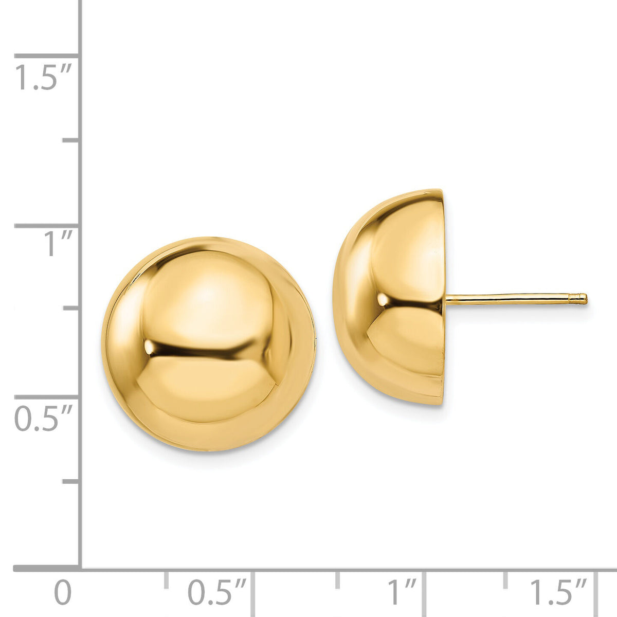 14k Polished 16mm Half Ball Post Earrings-E925