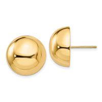 14k Polished 16mm Half Ball Post Earrings-E925