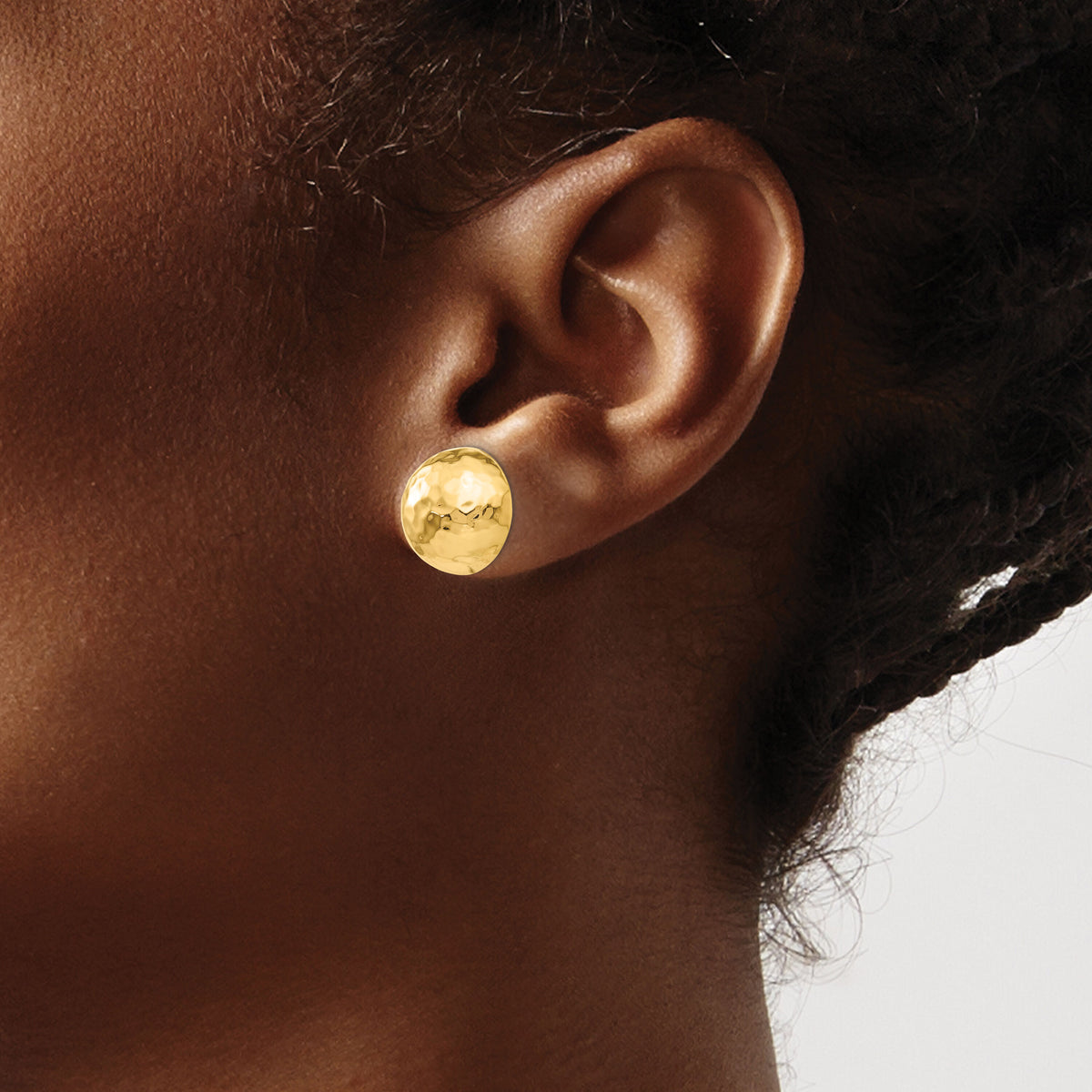 14k Hammered Half Ball Post Earrings-E928