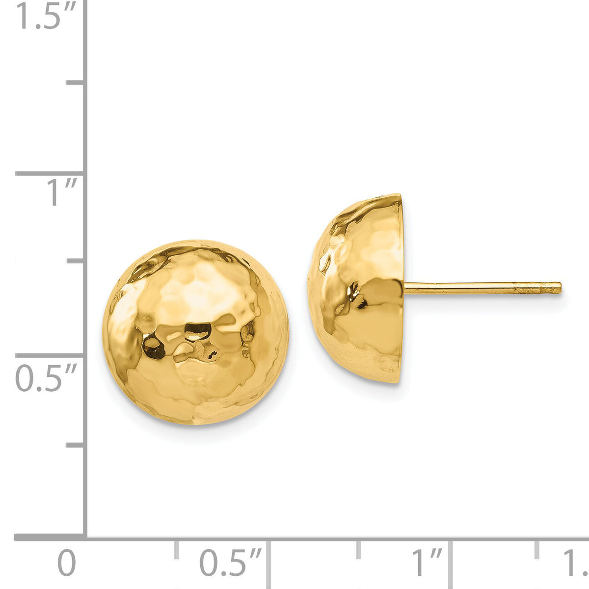 14k Hammered Half Ball Post Earrings-E928