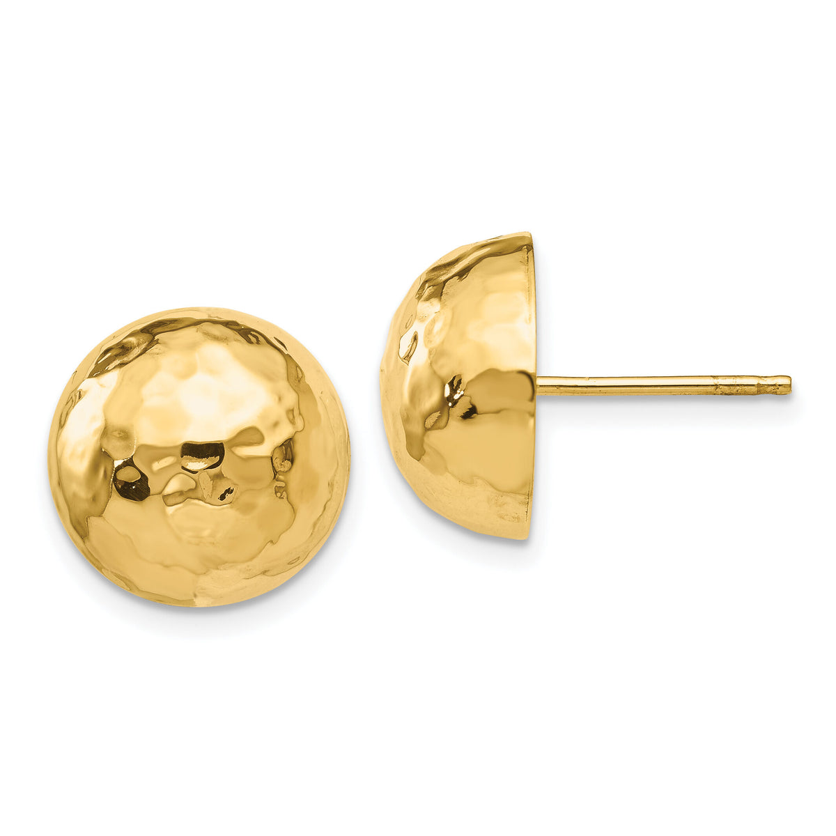 14k Hammered Half Ball Post Earrings-E928