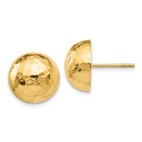 14k Hammered Half Ball Post Earrings-E928