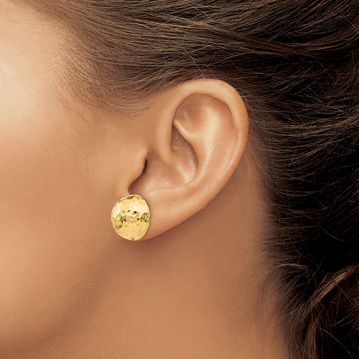 14k Hammered Half Ball Post Earrings-E929