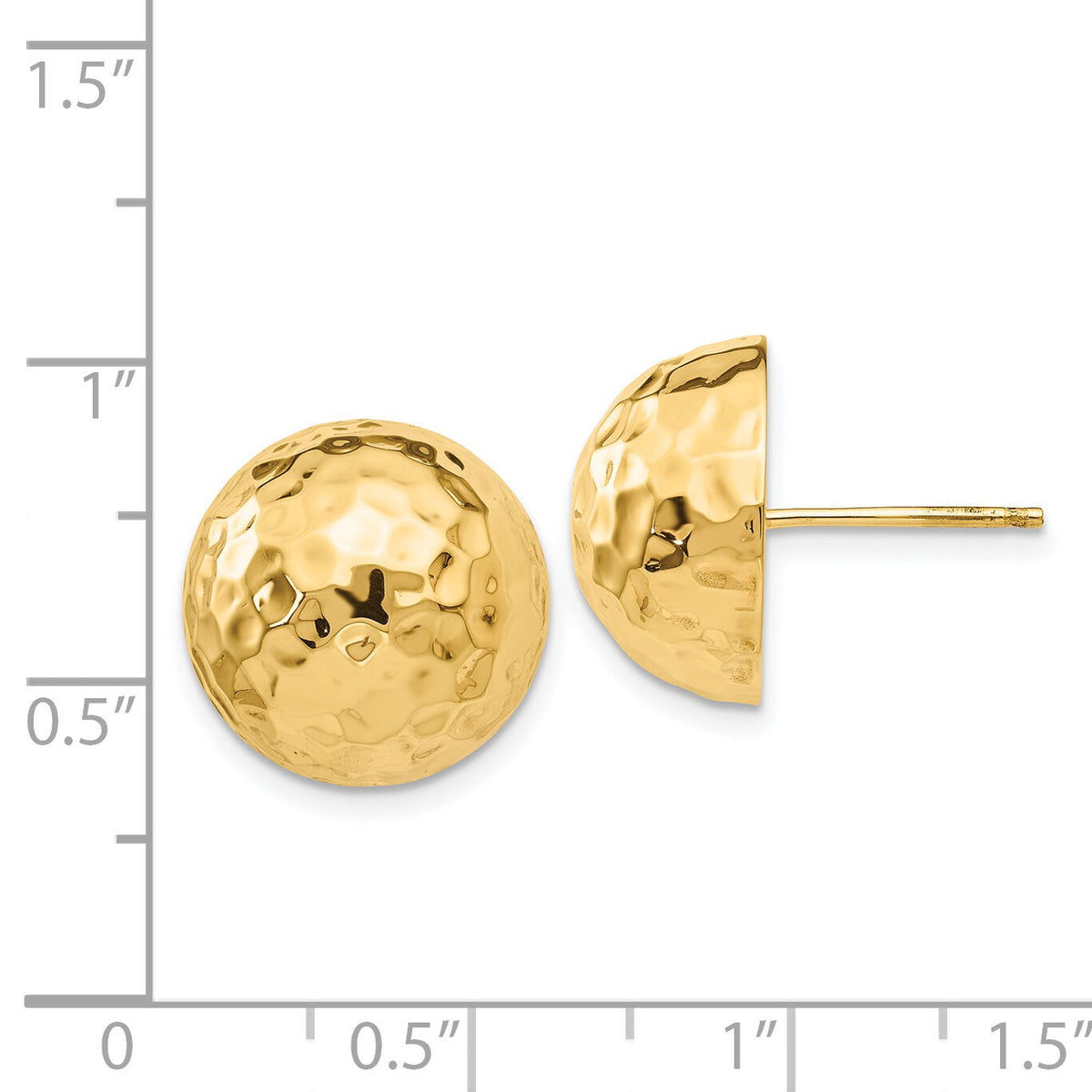 14k Hammered Half Ball Post Earrings-E929