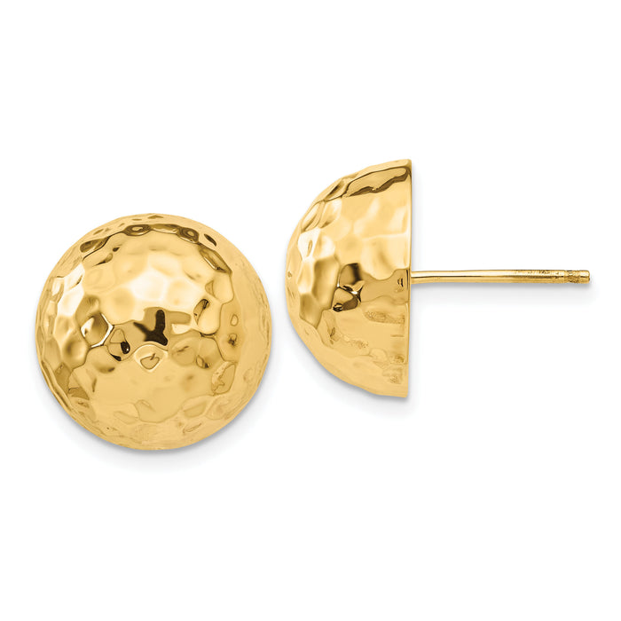 14k Hammered Half Ball Post Earrings-E929
