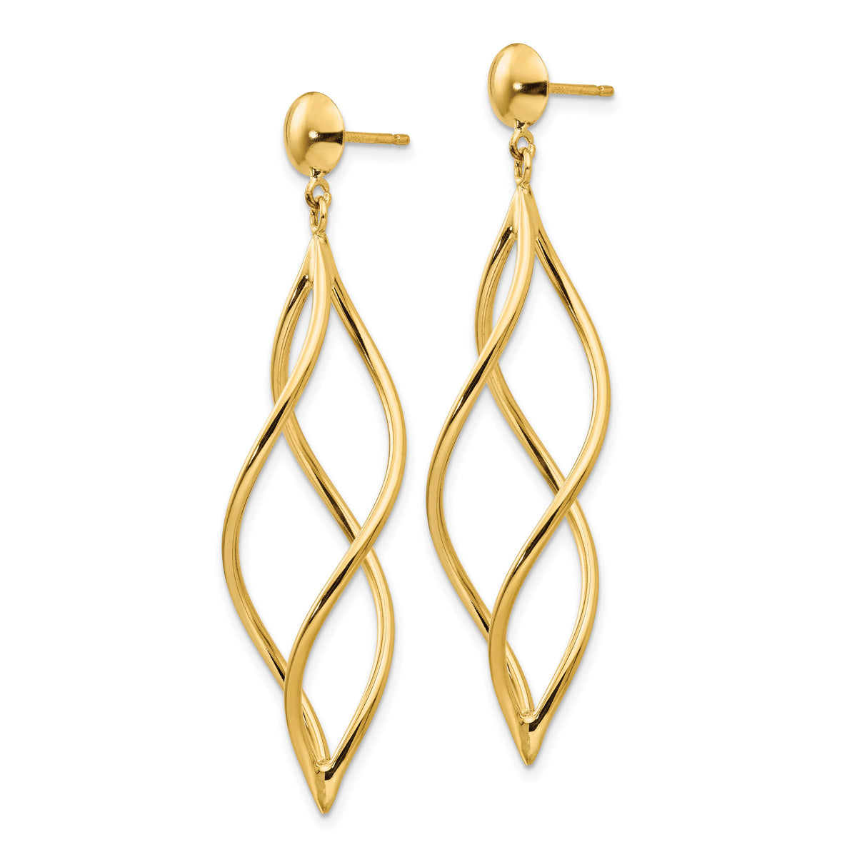 14k Curved Tube Dangle Earrings-E965