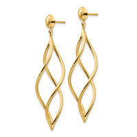 14k Curved Tube Dangle Earrings-E965
