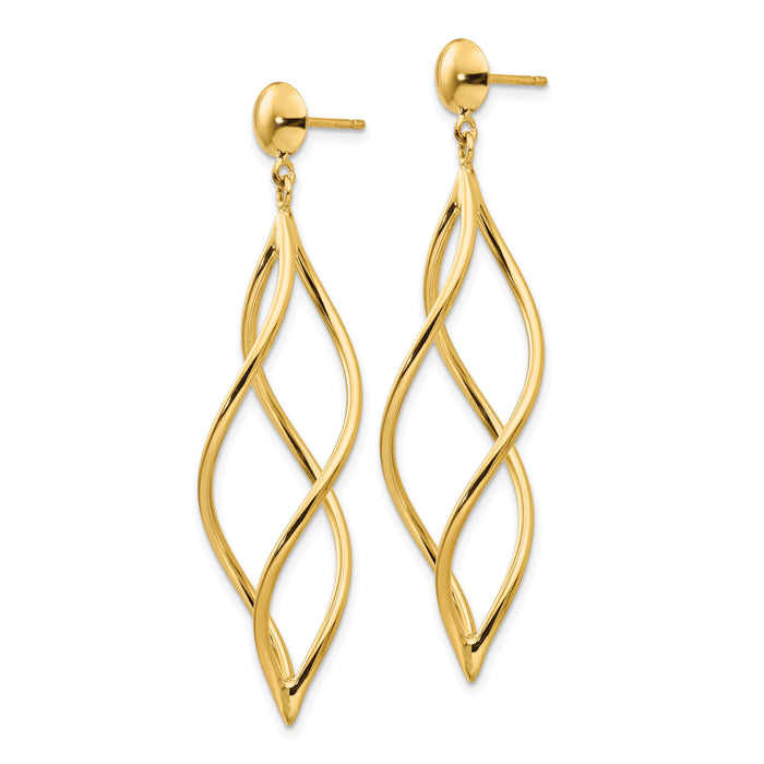 14k Curved Tube Dangle Earrings-E965
