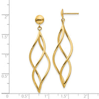 14k Curved Tube Dangle Earrings-E965