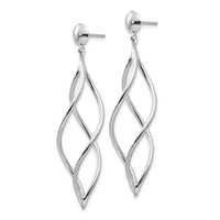 14k White Gold Swirl Dangle Earrings-E966