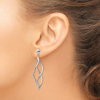 14k White Gold Swirl Dangle Earrings-E966