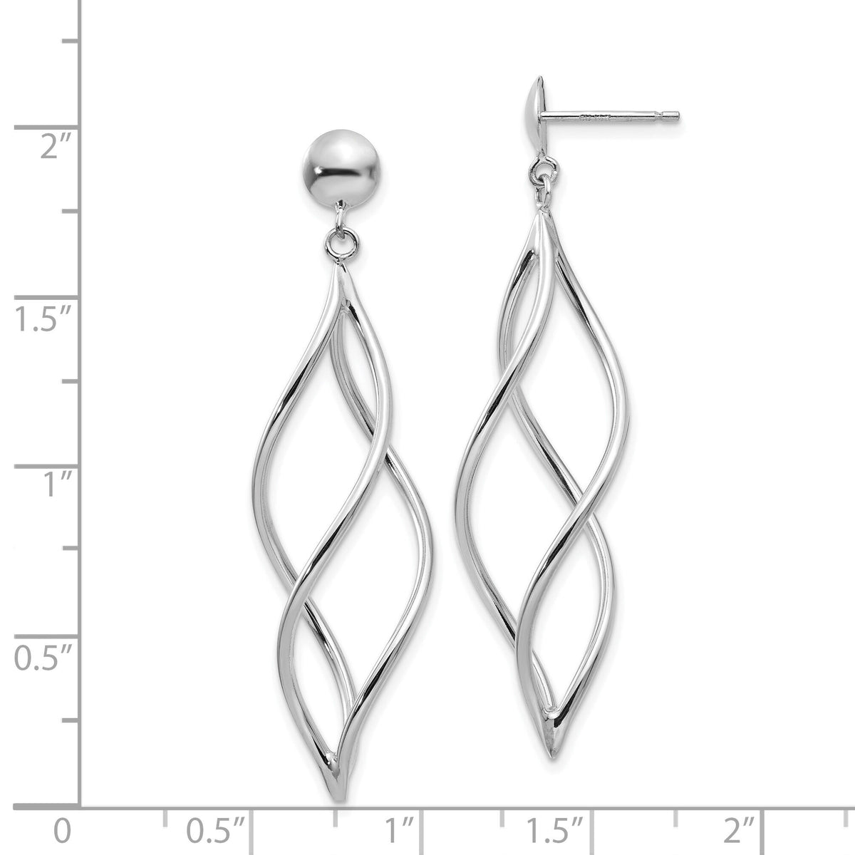 14k White Gold Swirl Dangle Earrings-E966