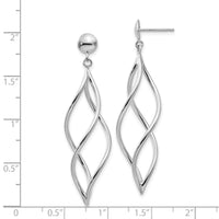 14k White Gold Swirl Dangle Earrings-E966