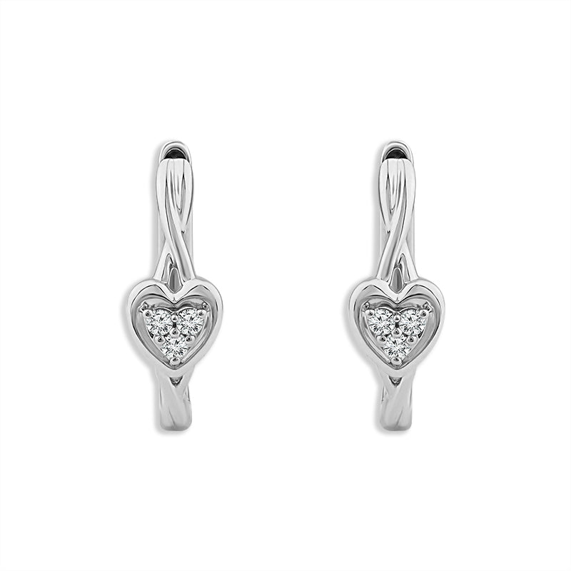 Diamond Hoops Earrings 0.10 ct tw 14k White Gold-EF1586A68W4