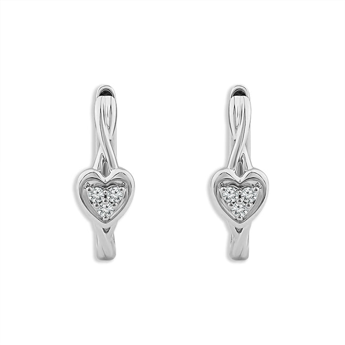 Diamond Hoops Earrings 0.10 ct tw 14k White Gold-EF1586A68W4
