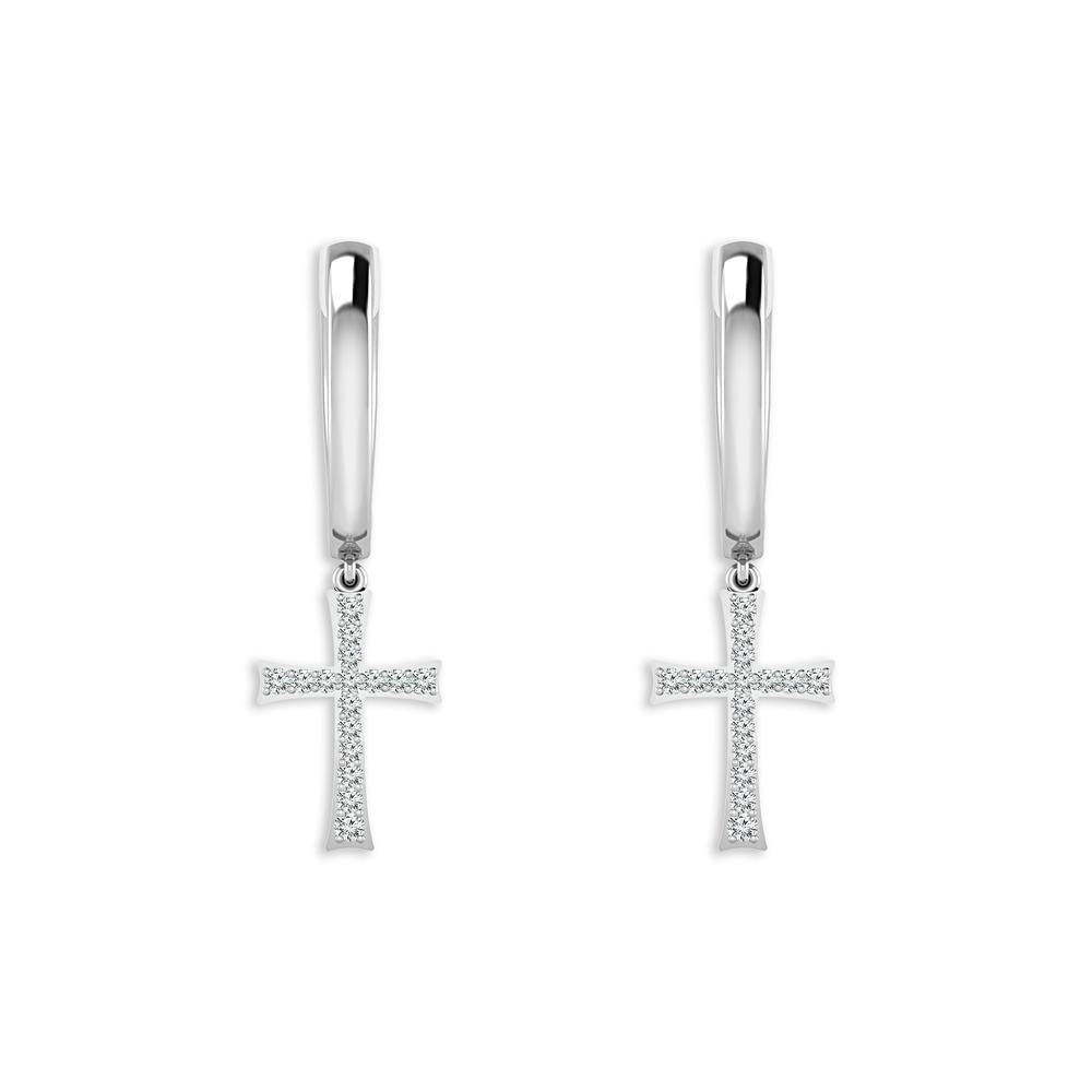 Diamond Hoops Earrings 0.20 ct tw 10k White Gold-EH0505SC4