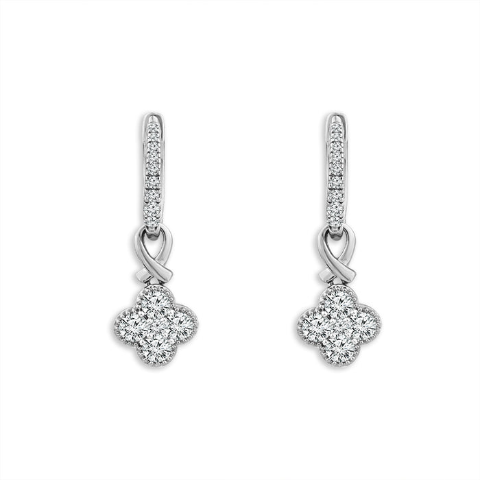Diamond Hoops Earrings 1 ct tw 14k White Gold-EH0835A68W4